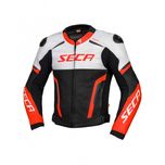 НОВО Кожено мото яке Seca Hooligan WHITE/FLUO RED