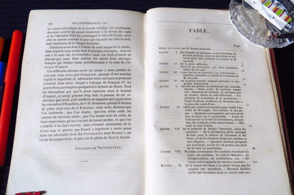 BLAISE PASCAL - Lettres ecrites a un provincial (din anul 1854 !)