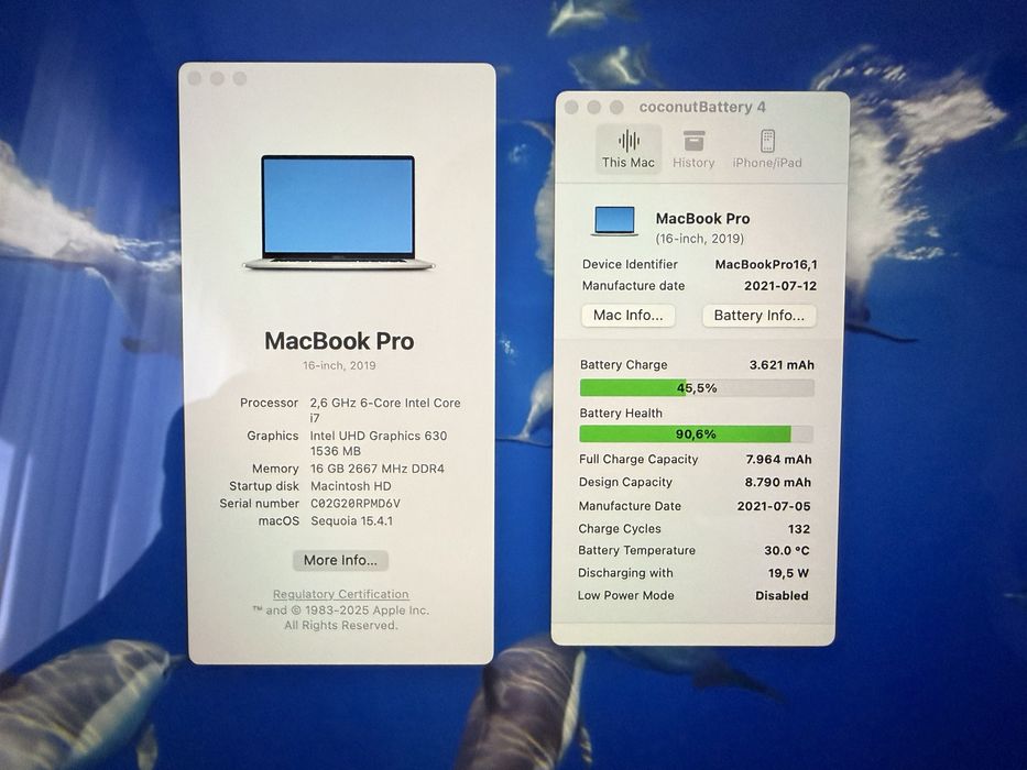 Apple MacBook Pro 16 2019 (fabricat 2021) i7 6-core 16GB RAM 512GB SSD