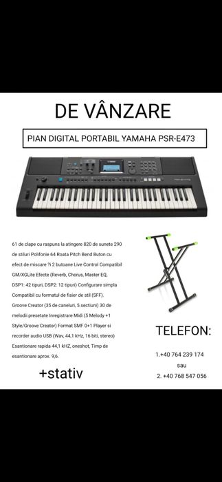 Orgă (Pian digital portabil) Yamaha PSR-E473