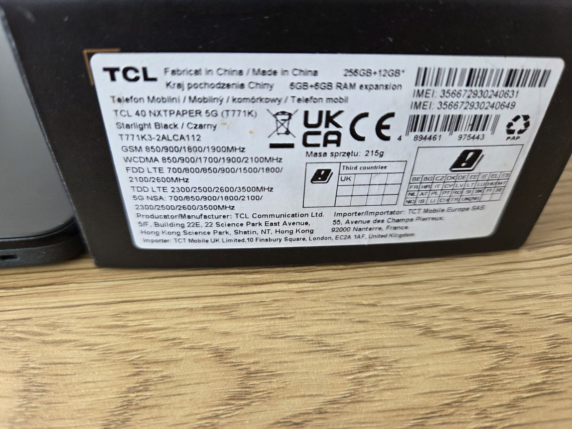 Tcl  40 nxtpaper 5g  256gb +12gb