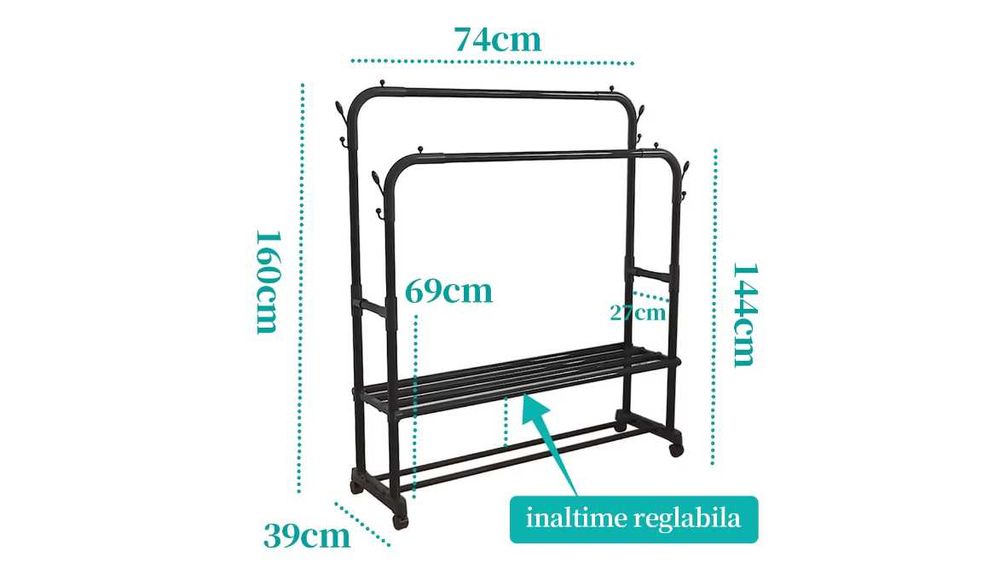 Suport Haine / Incaltaminte Otel 88x44x144/160 cm