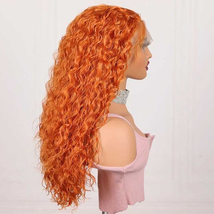 Оранжева къдрава дантелена перука 13*4*1