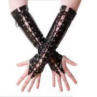 Красиви дамски ръкавици от латекс с връзки