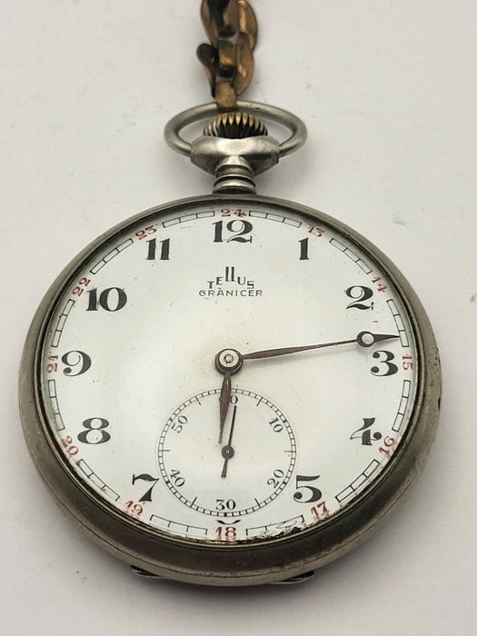 TELLUS GRANICER 1931 Ceas de Buzunar Militar Romania 50mm Swiss Made
