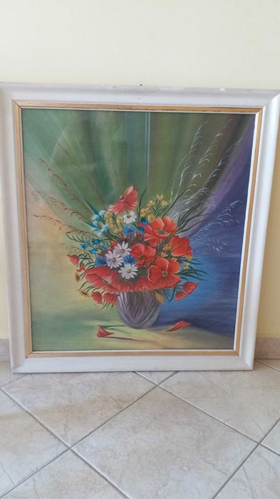 Pictura Franțuzească Veche in Ulei pe Panza,Rama lemn,70×77cm,Ocazie