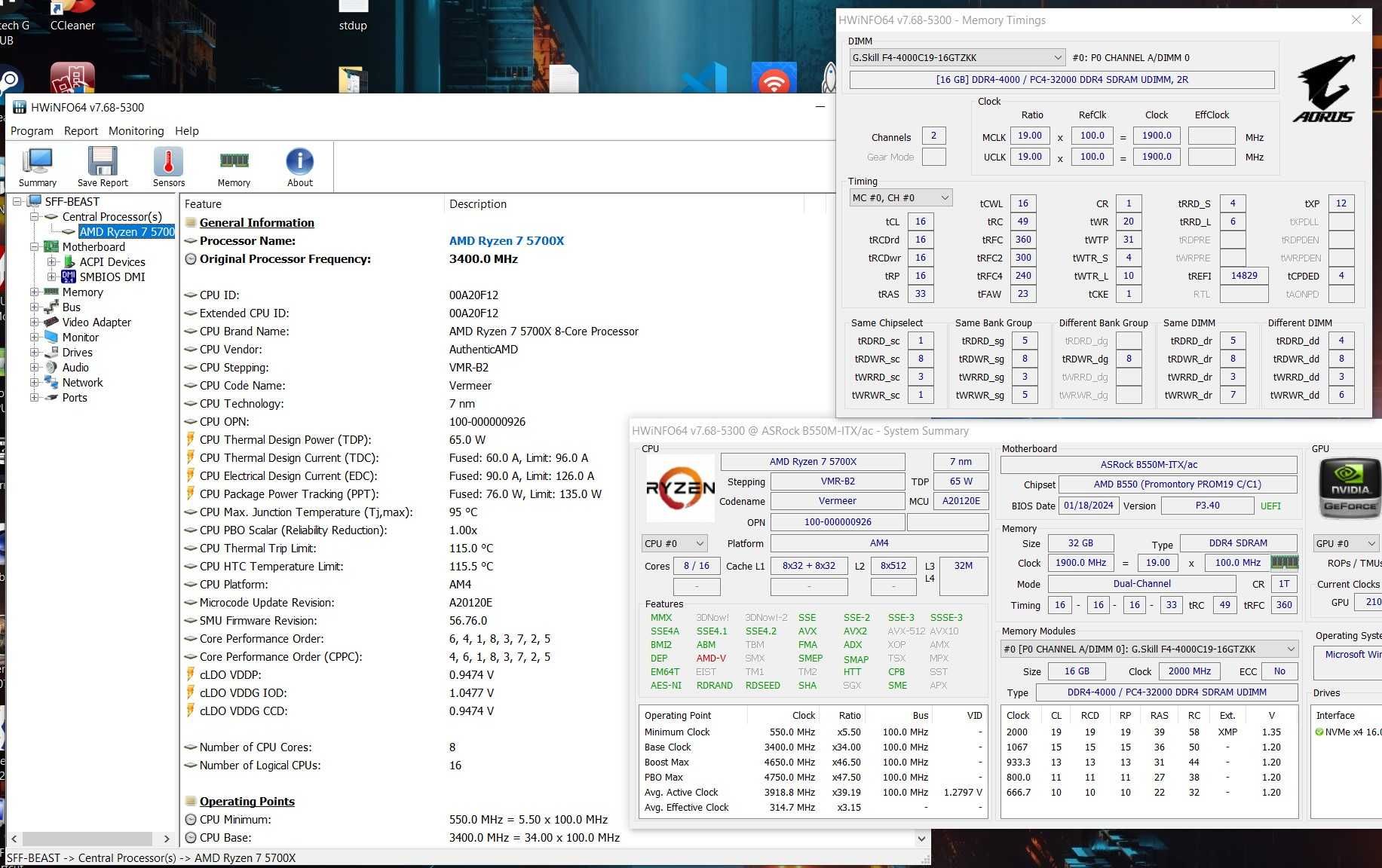 KIT gaming ITX AMD 5700X ASRock B550M-ITX/ax 32gb ddr4 4000mhz b-die