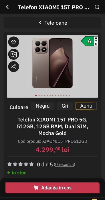 Vând Xiaomi 15T Pro, gold, nou