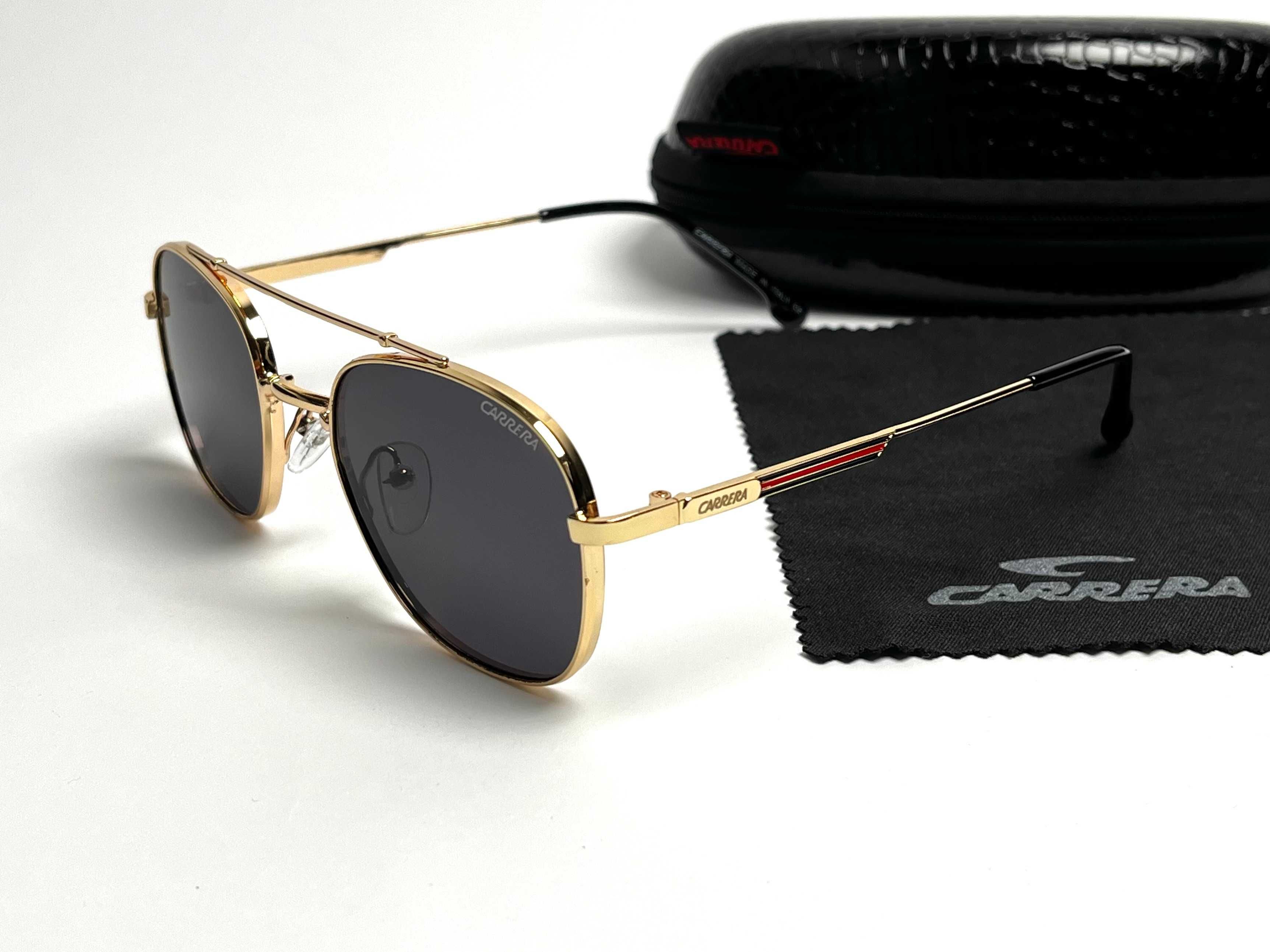 Метални Слънчеви Очила Carrera Sunglasees Black Gold Каррера Унисекс