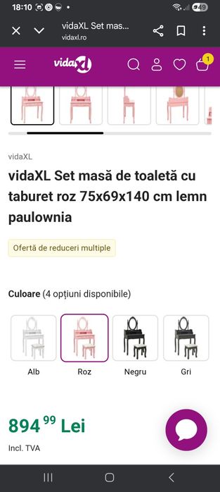 Măsuță de toaletă, roz