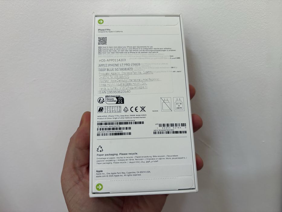 Iphone 17 Pro, 256 gb, 5G, Deep Blue, nou la cutie