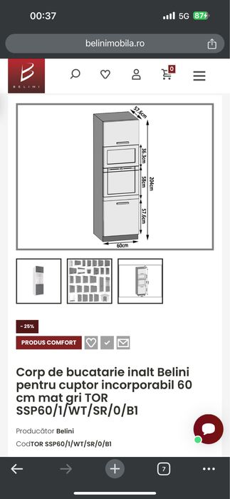 Mobila bucatarie Belini noua 260 cm + corp 60 cm pt plita incorporabil