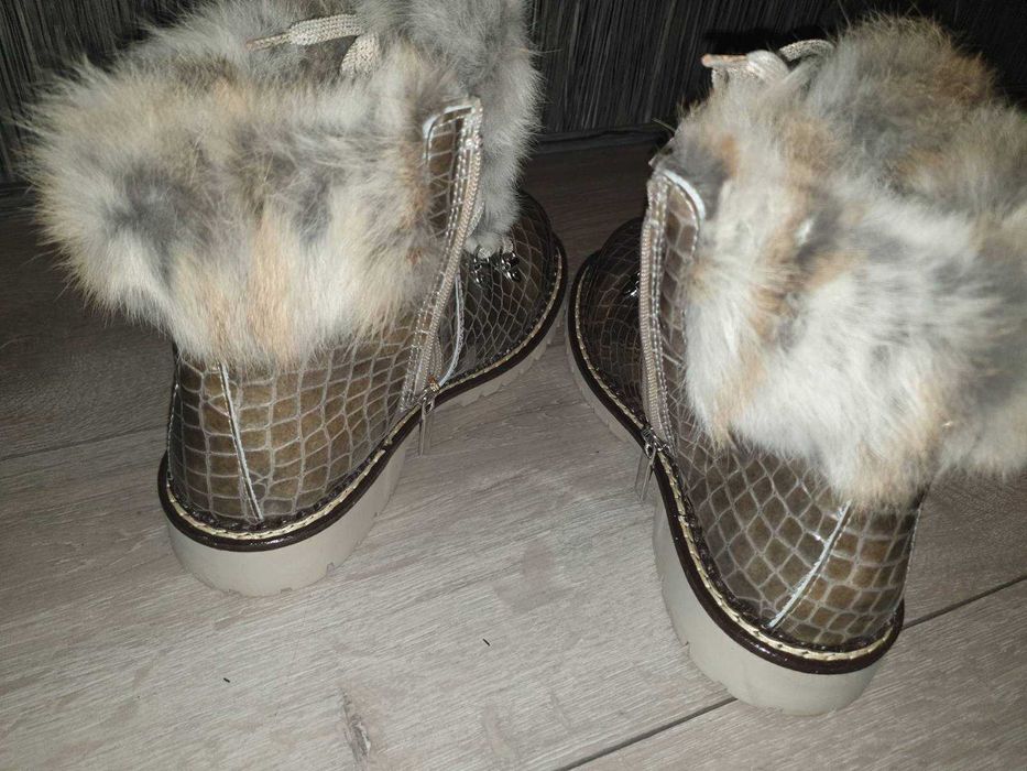Нови! Естествена кожа ботуши New Italia Shoes, бежови!