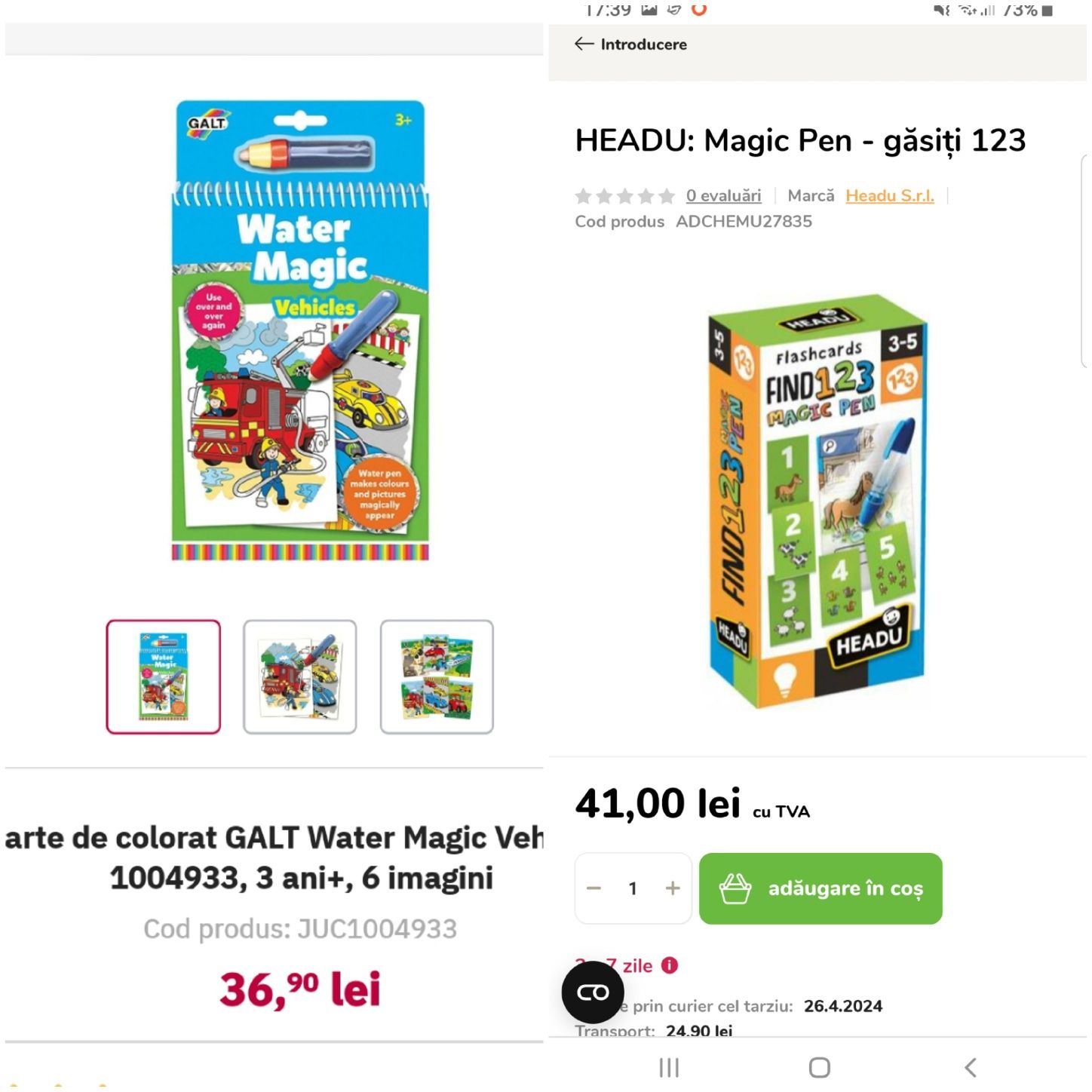 Water Magic Carte / cartonase de colorat cu apa