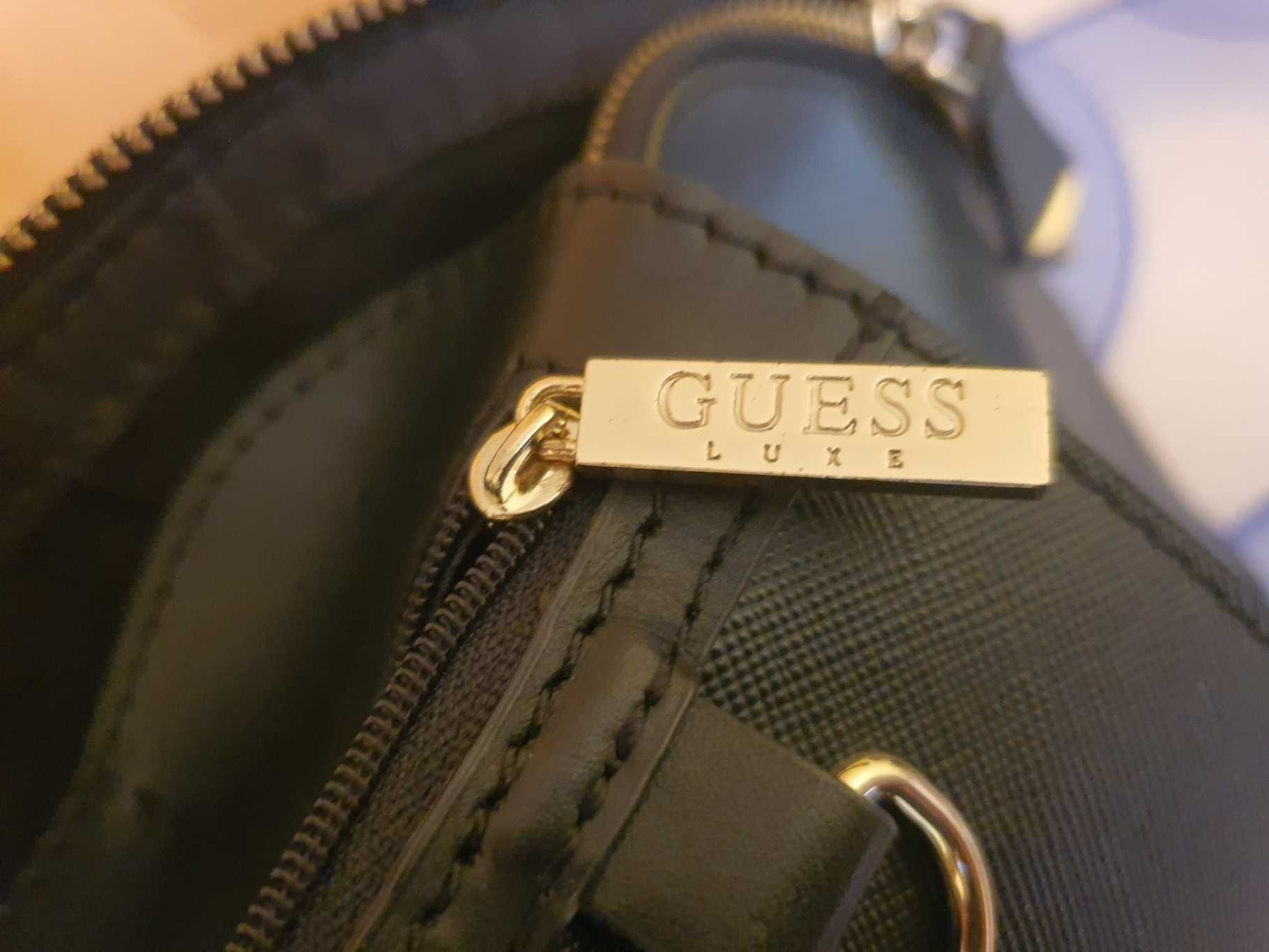 Чанта GUESS, черна, естествена кожа