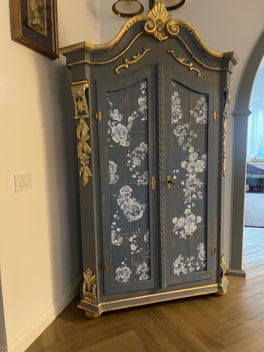 Șifonier lemn masiv recondiționat și pictat