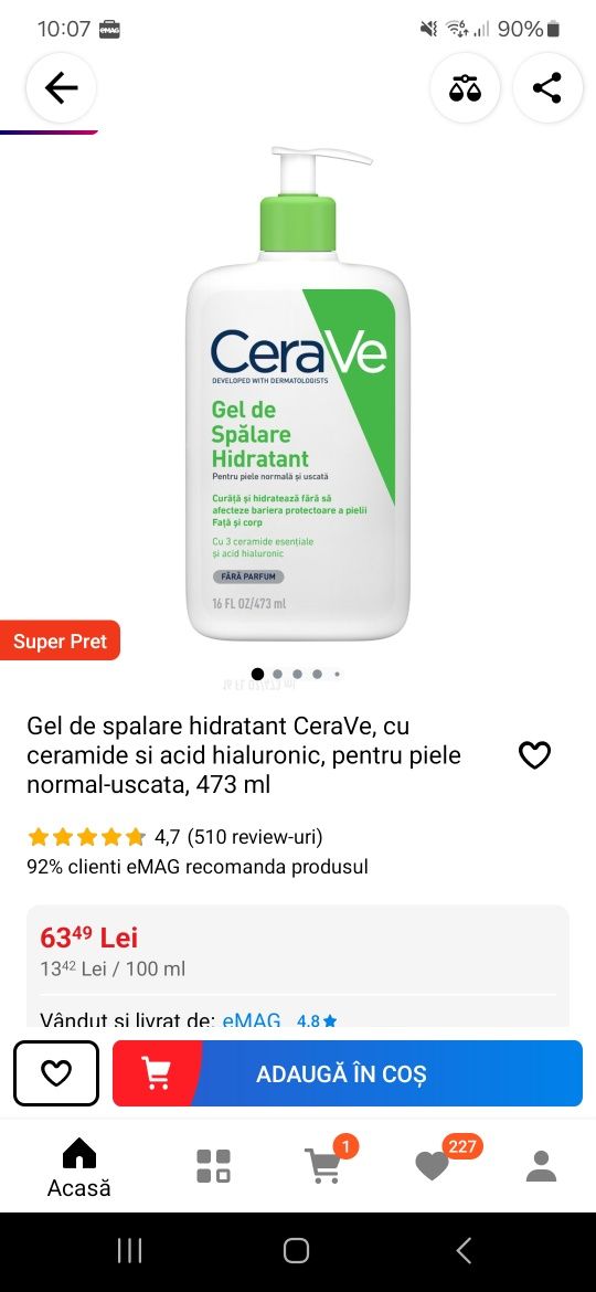 Gel de curatare spumant Cerave 473ml