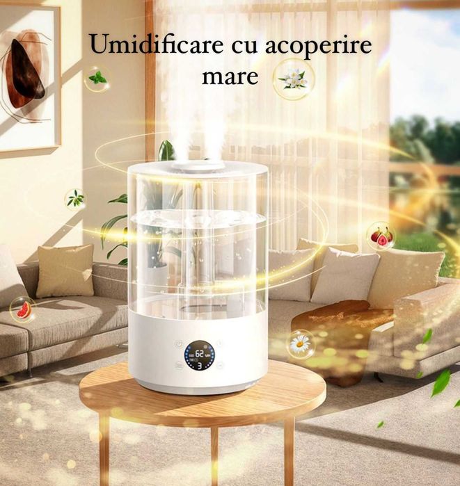 Umidificator de Aer, Sterilizator UV-C, Telecomanda, Rezervor 7.8L