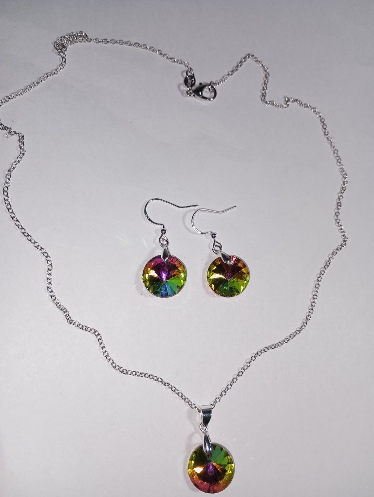 Set cercei și colier argint 925 și cristale