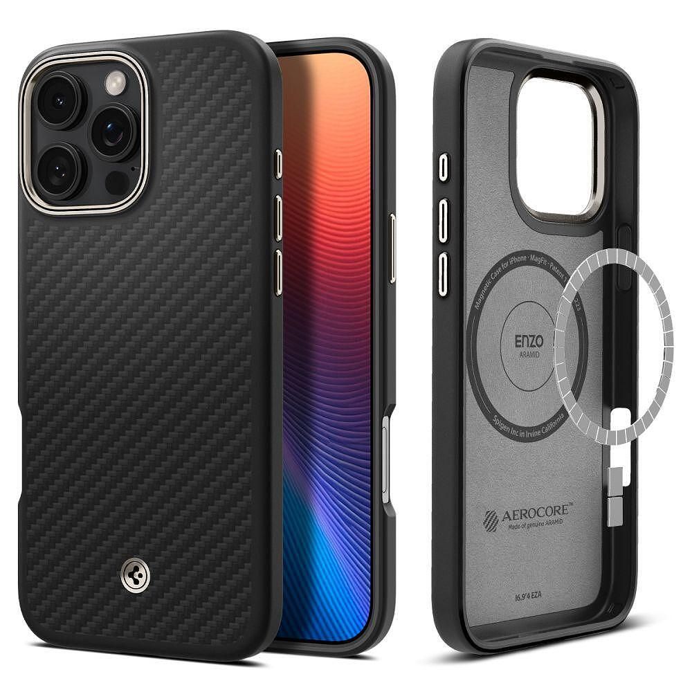 Кейс spigen enzo aramid mag magsafe за iphone 16 pro - black/natural