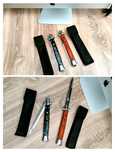 Briceag Stileto 34 cm mâner lemn negru sau maro, Cuțit cu buton italia