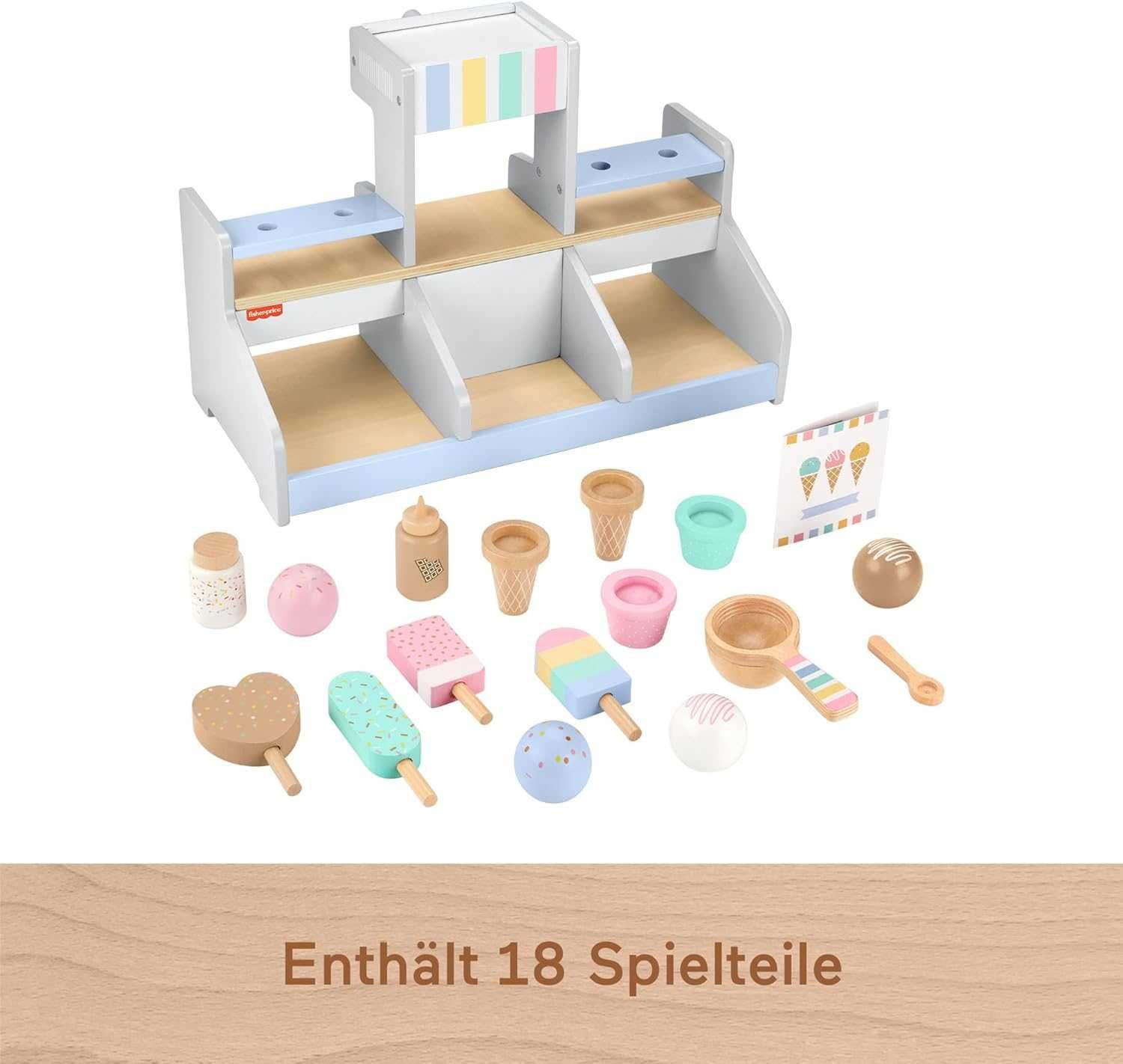 Дървен магазин за сладолед Fisher Price Щанд със сладоледи комплект