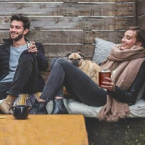 Butelca/sticla metalica/ Inox si Piele, 236Ml, Transport GRATUIT