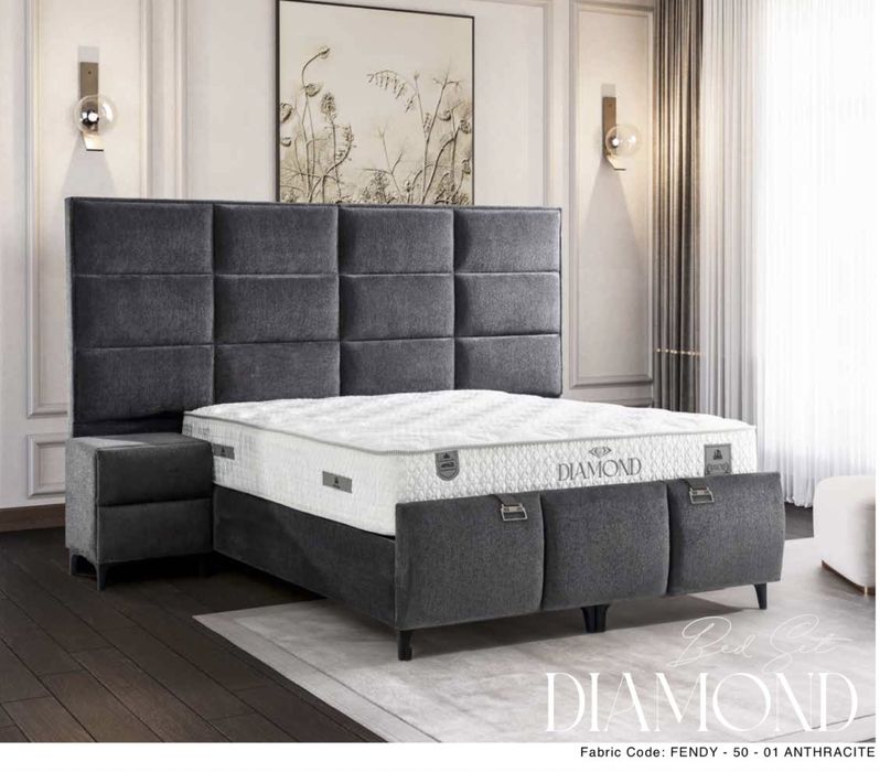 Тапицирана спалня Diamond bed - Fendy 50-01 Anthracite