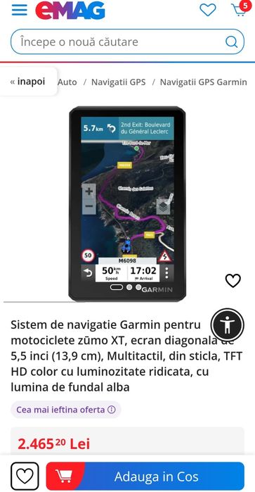 Sistem de navigatie Garmin pentru motociclete zūmo XT, ecran diagonala