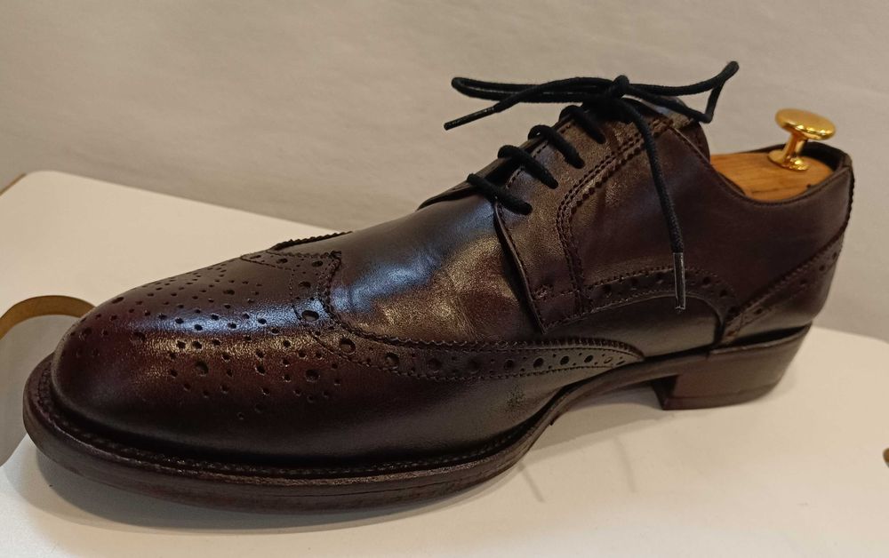 Pantofi derby brogue 42.5 43 British Passport piele naturala moale G W