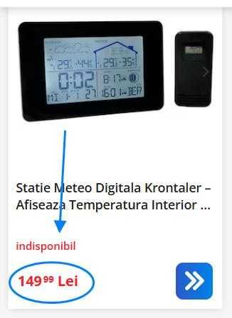 Stație meteo Krontaler,senzor exterior, termometru digital, higrometru