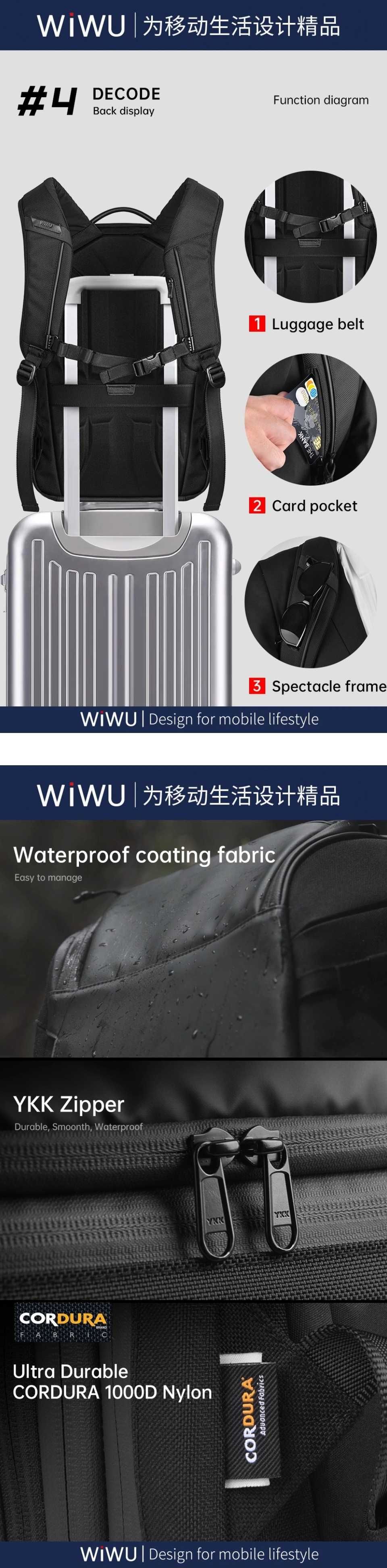 Wiwu Бизнес Рюкзак 30L Multiple Function Warrior Backpack Pro Max