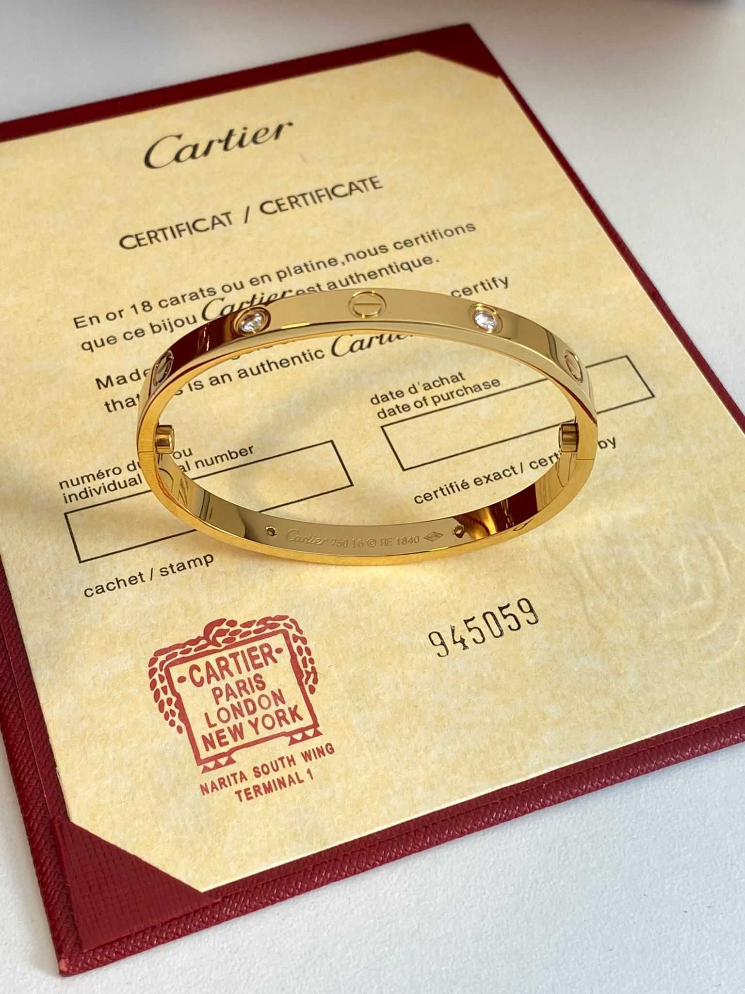 Brățară Cartier LOVE 19 Gold 750 Diamond