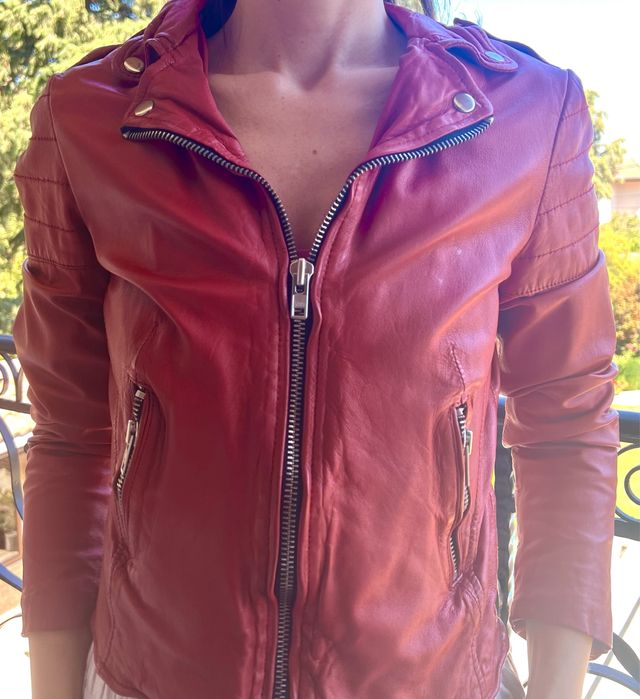 Дамско червено кожено яке MUUBAA