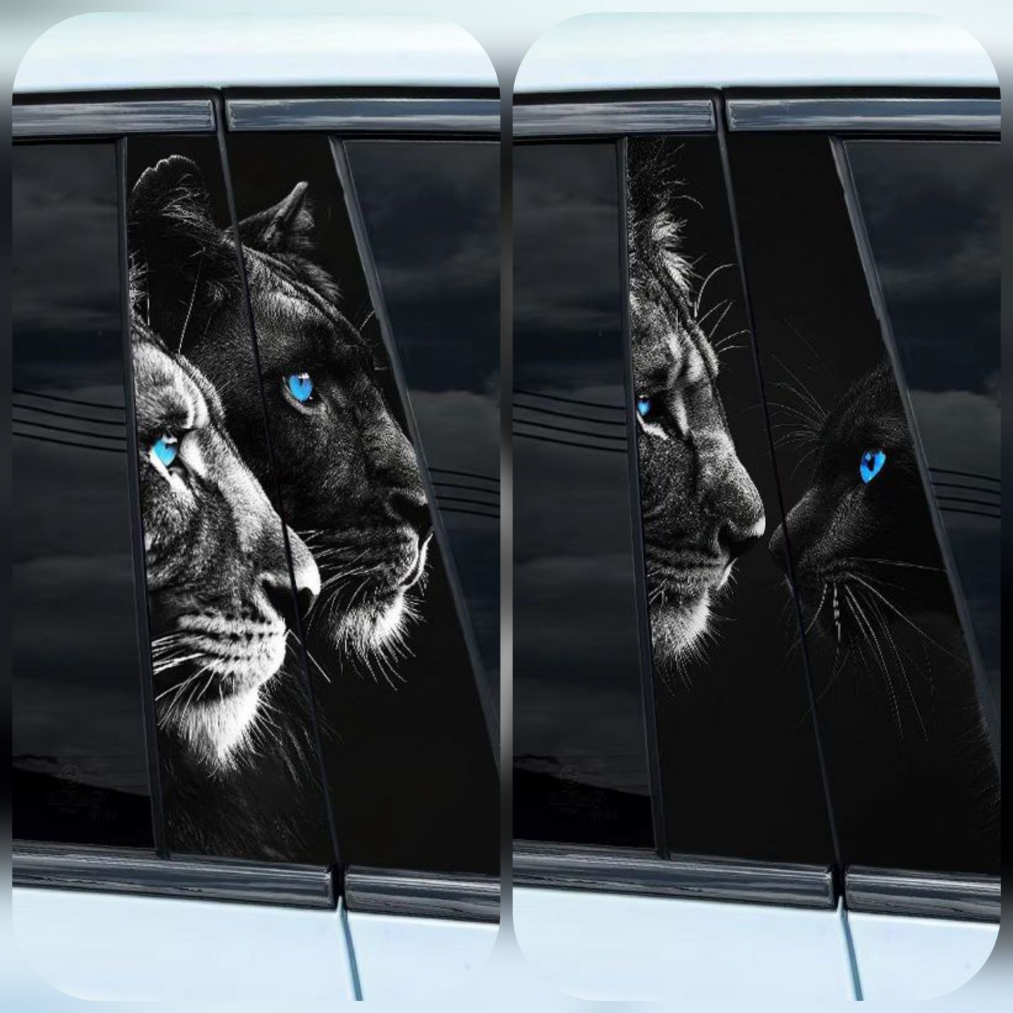 Наклейки на боковые стойки авто. Gentra, Cobalt, Byd. (Любое авто)
