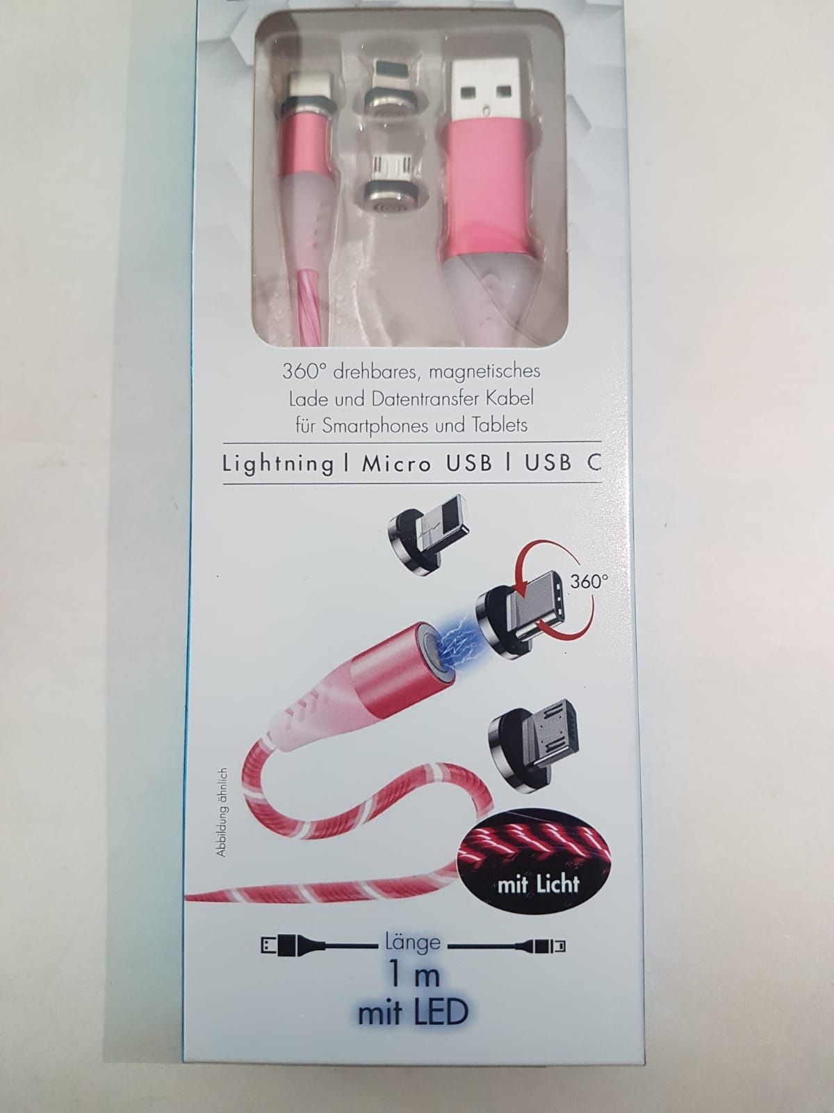 Cablu incarcare magnetic cu LED pentru toate tipurile de smartphone