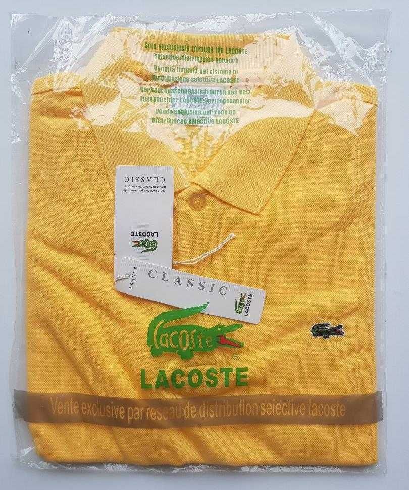 Tricou Lacoste rosu, albastru galben, negru Marime M. Nou ambalat!