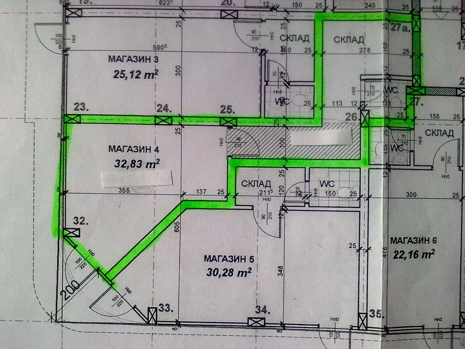 Помещение под  наем 33 кв м,център Русе