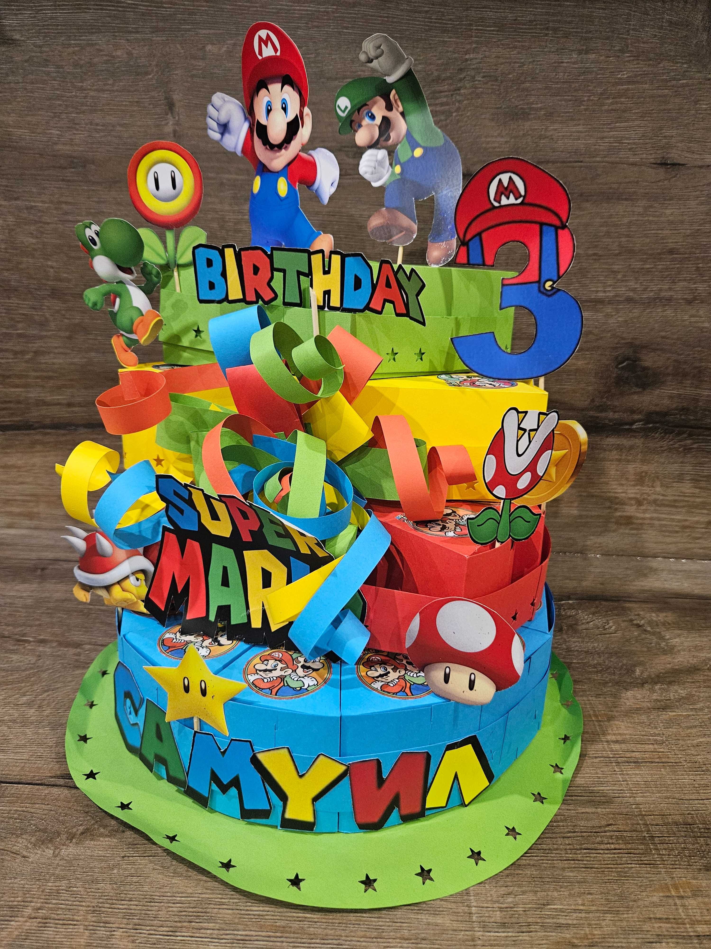 НОВА Картонена торта за рожден ден Супер Марио 30 парчета Super Mario