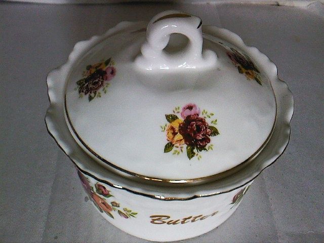 Untiera portelan fin vintage, model cu trandafiri, Crown, Anglia