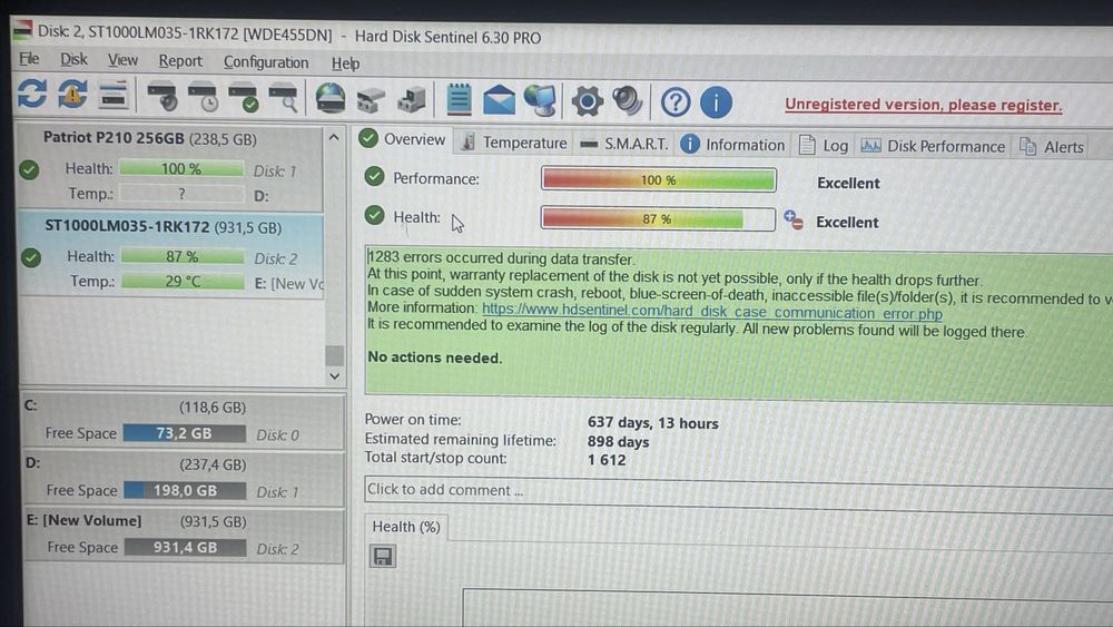 HDD 2.5 1Tb ( 936gb )
