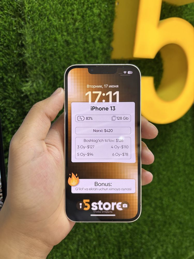 Iphone 13 2 oyga 0% mudatle to’lovga