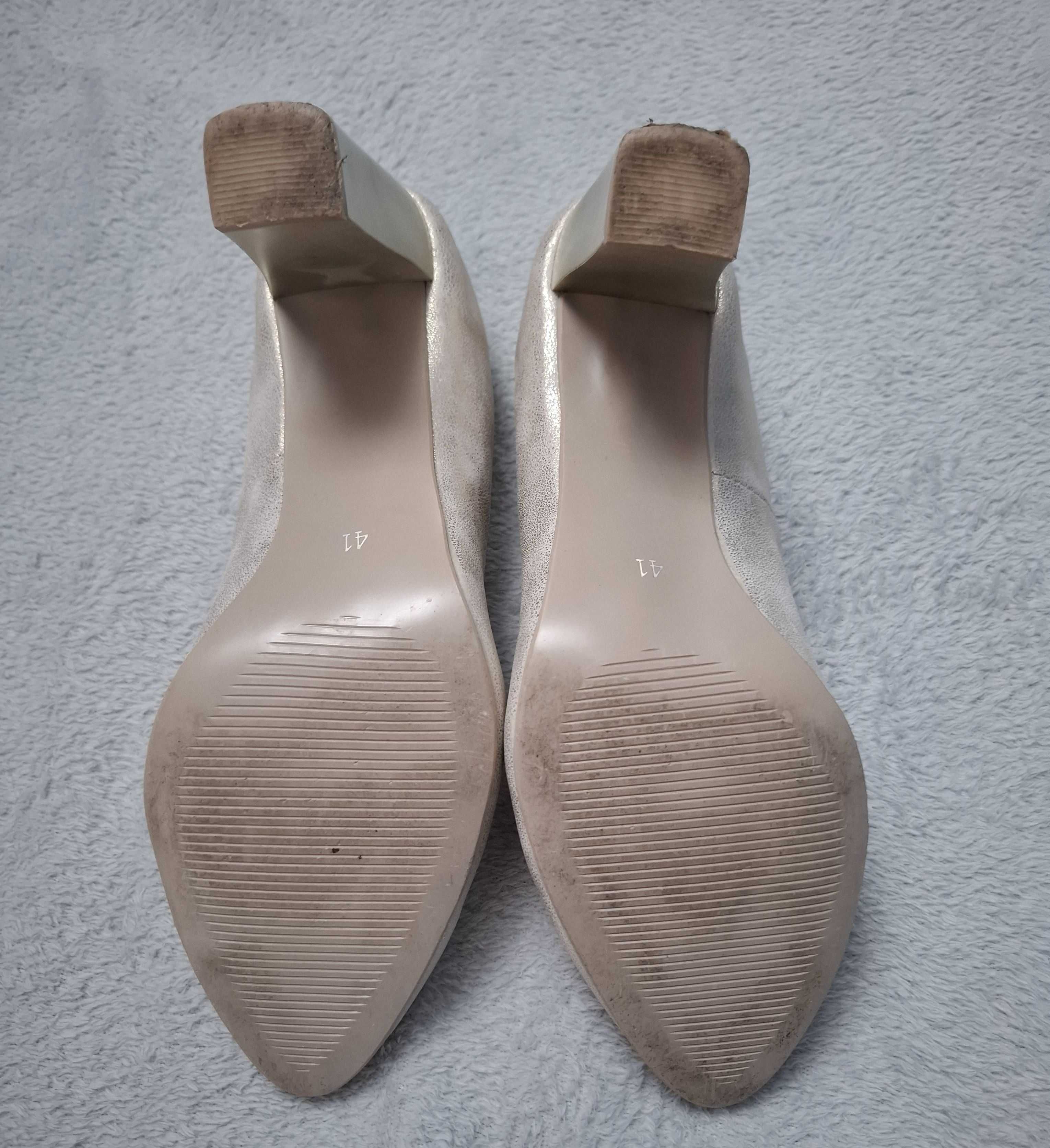 Pantofi cu toc gros, aurii, 41, Marcco