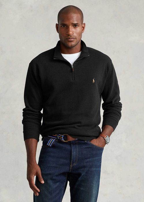 Pulover cu fermoar Ralph Lauren Quarter zip black masura L
