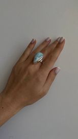 Нов 925 сребърен пръстен от ларимар