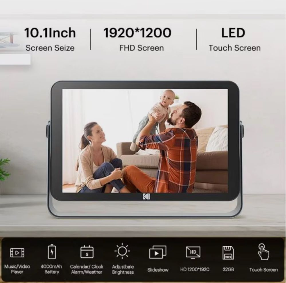 Цифровая фоторамка Kodak беспроводной  экран IPS 10.1 дюм 32gb Wifi
