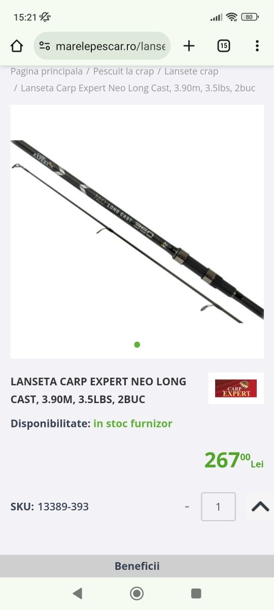 Lanseta Carp Expert Neo Long Cast 3.90m 3.5lbs 2tronsoane