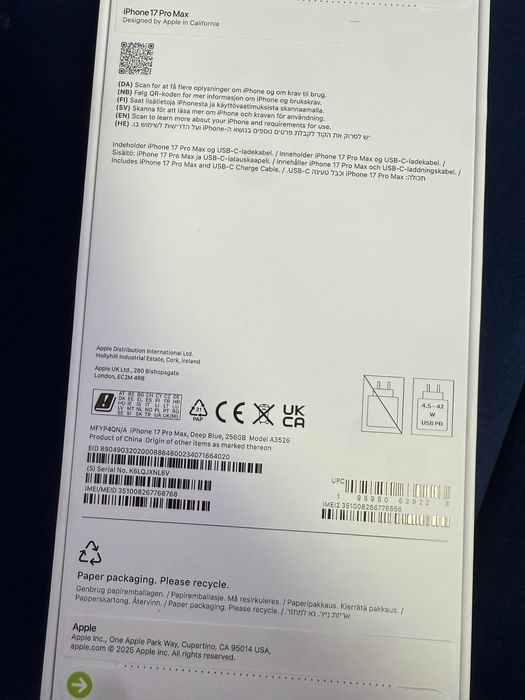 Iphone 17 pro max 256gb Deep Blue