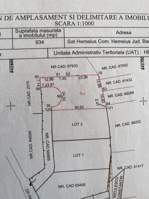 Vand teren Hemeius / 940 mp Intravilan