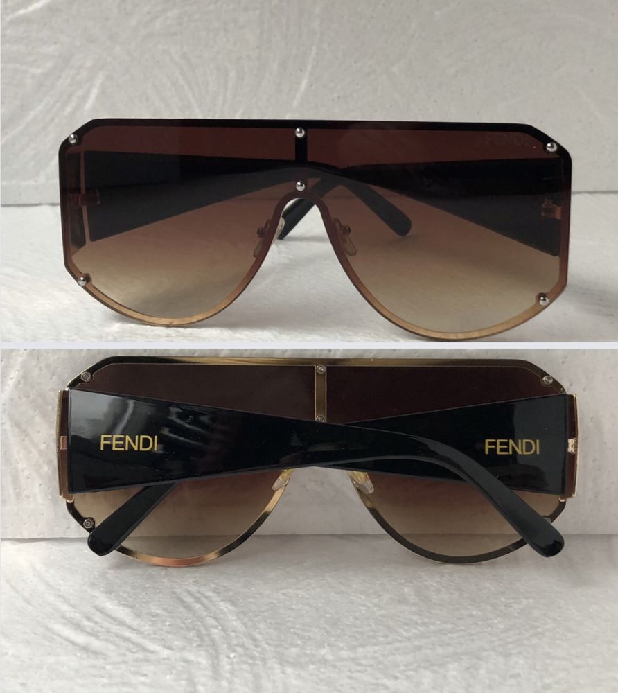 Fendi Мъжки слънчеви очила маска Дамски слънчеви очила кафяви F 0796